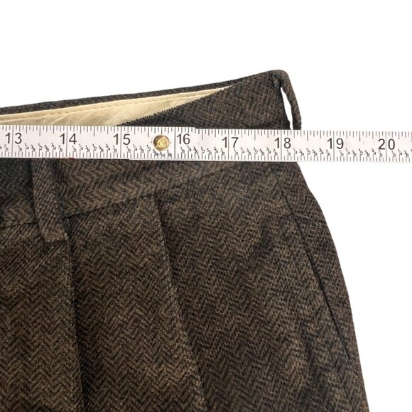 Berle  Men 36x32 Dress Pants Brown Herringbone Pleated Cuffed Made in USA Tweed - Picture 7 of 9